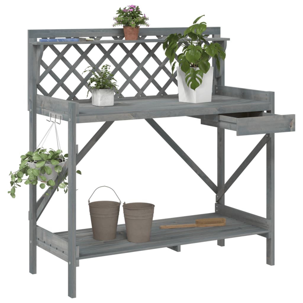 pottebord med espalier massivt fyrretræ grå billede