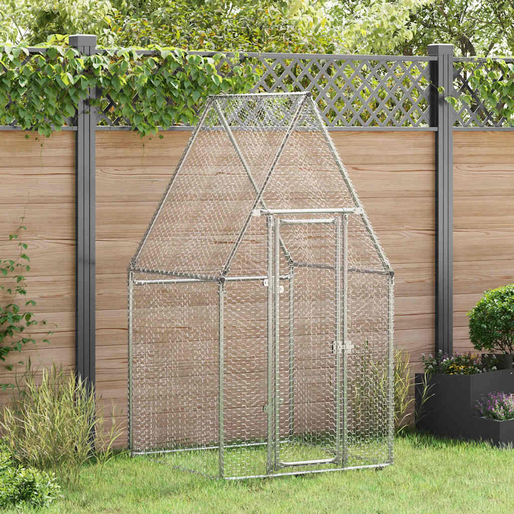 hønsehus 100x100x190 cm galvaniseret stål grå billede