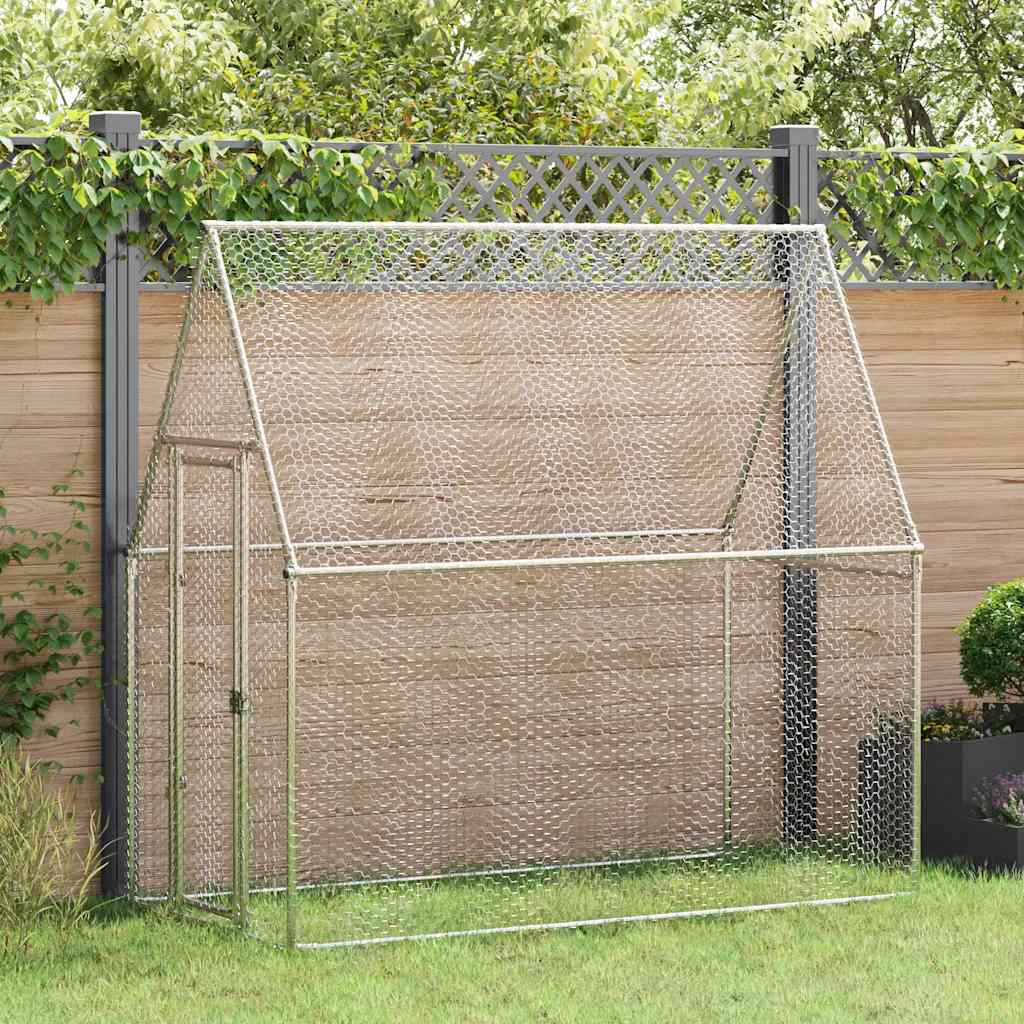 hønsehus 200x100x190 cm galvaniseret stål grå billede