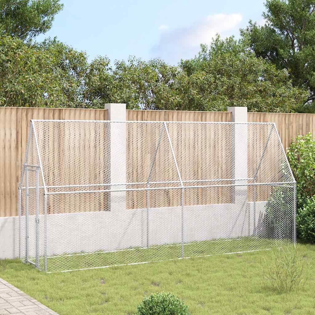 hønsehus 400x100x190 cm galvaniseret stål sølvfarvet