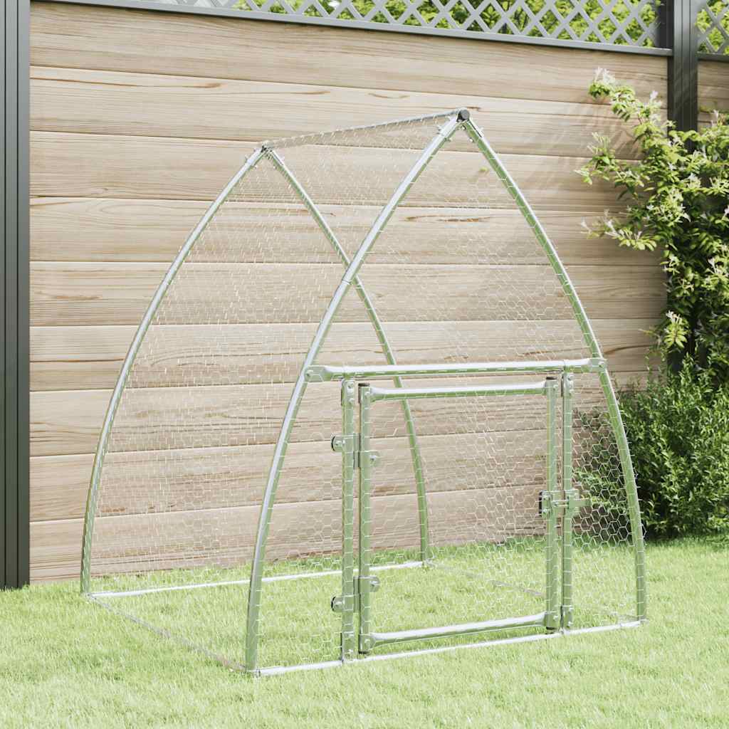 hønsehus 100x105x120 cm galvaniseret stål sølvfarvet billede