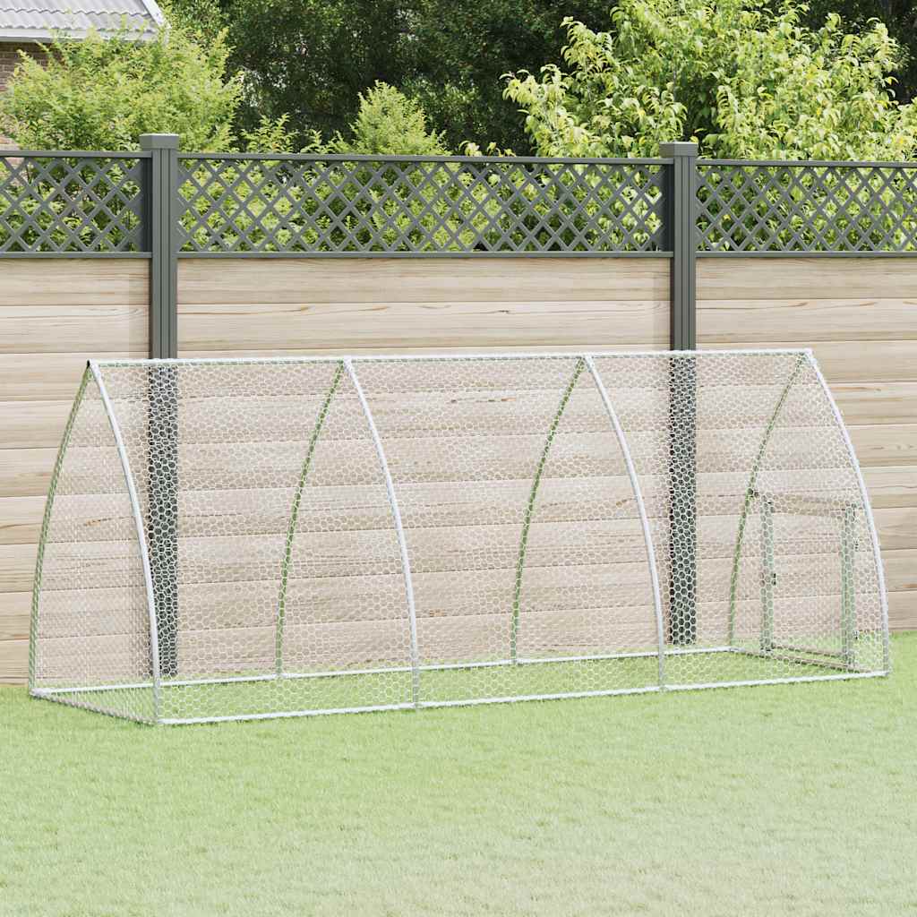 hønsehus 300x105x120 cm galvaniseret stål sølvfarvet billede