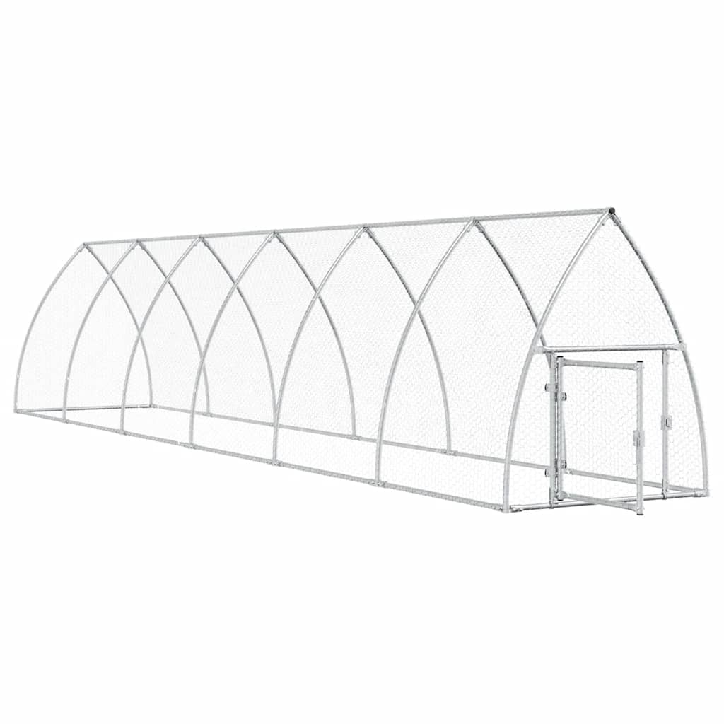 hønsehus 600x105x120 cm galvaniseret stål sølvfarvet