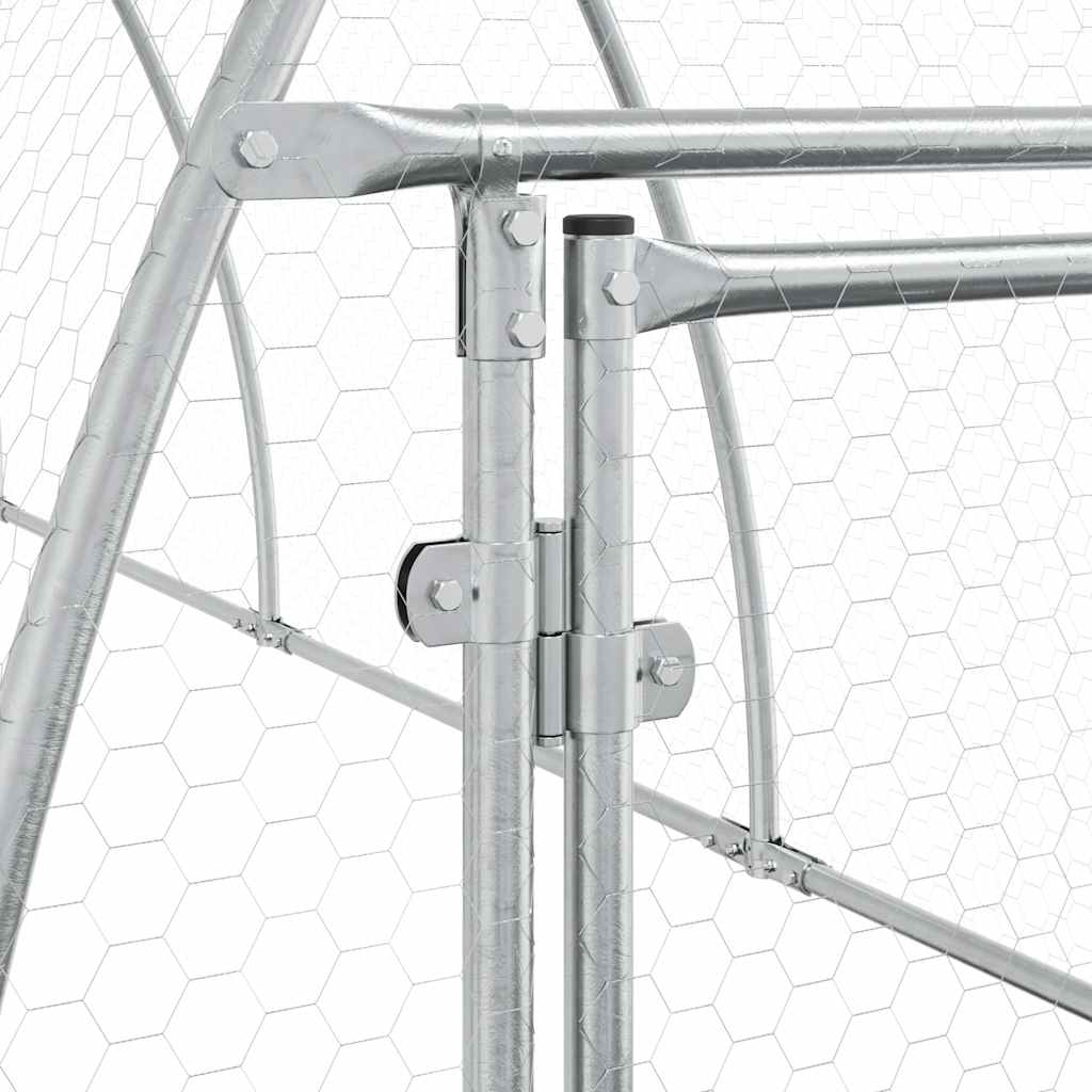 hønsehus 600x105x120 cm galvaniseret stål sølvfarvet