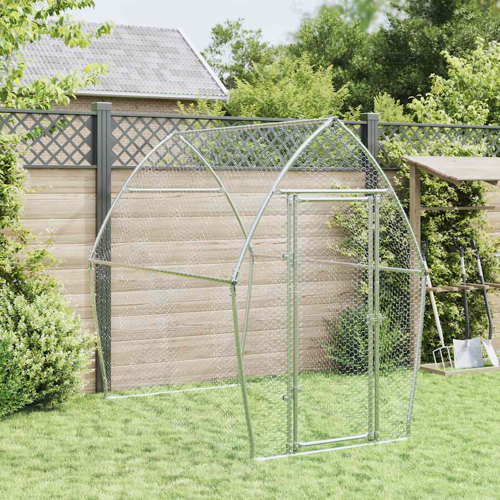 hønsehus 200x105x182 cm galvaniseret stål sølvfarvet
