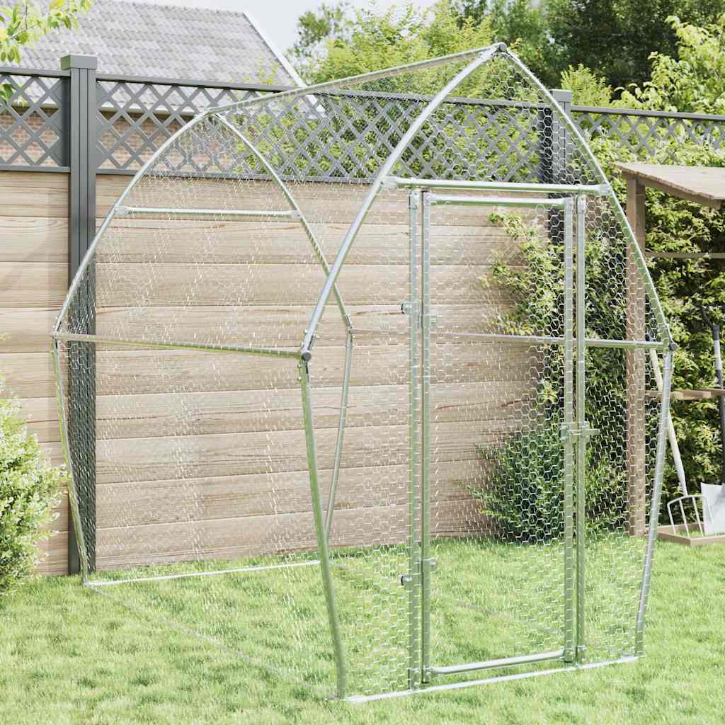 hønsehus 200x105x182 cm galvaniseret stål sølvfarvet billede