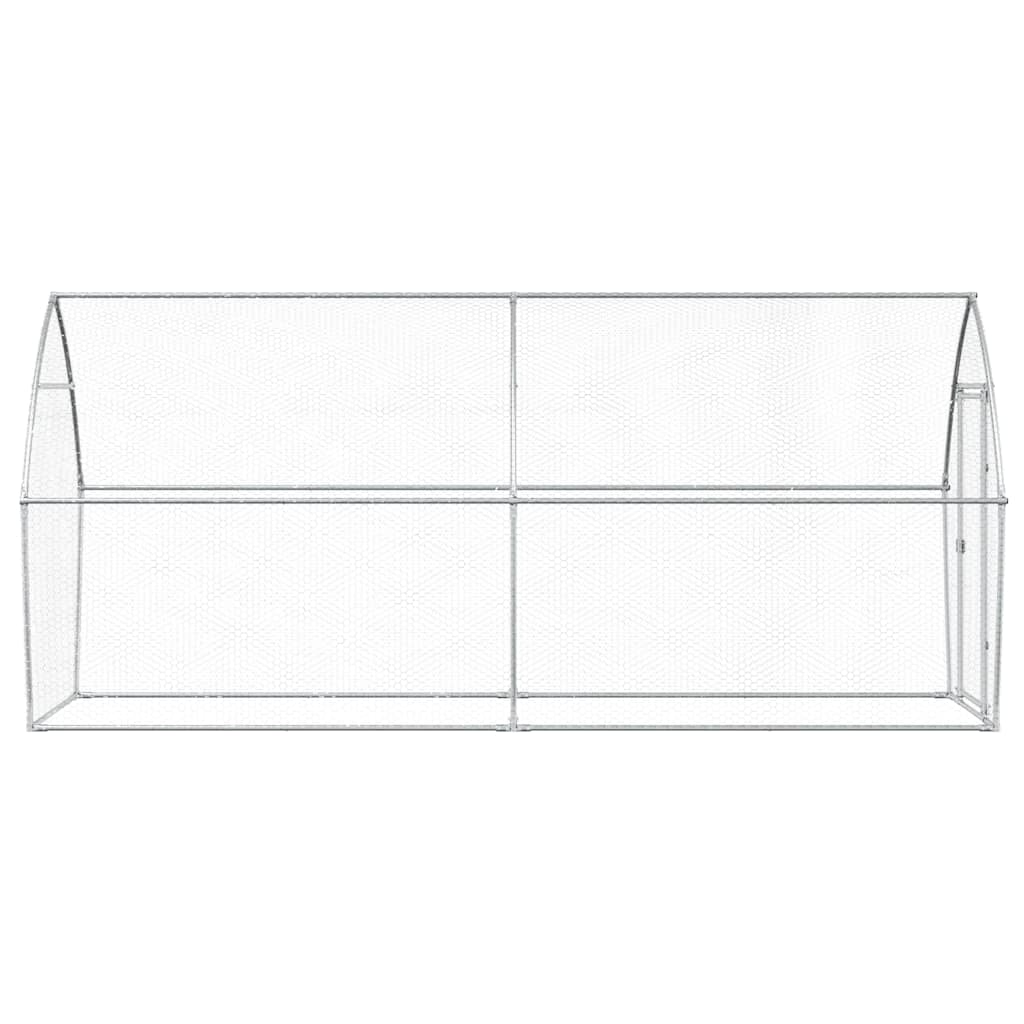 hønsehus 400x105x182 cm galvaniseret stål sølvfarvet