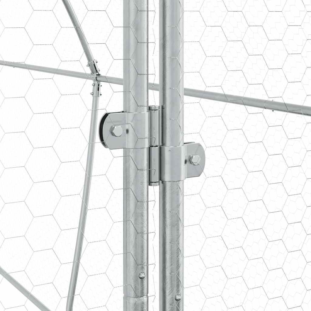 hønsehus 400x105x182 cm galvaniseret stål sølvfarvet