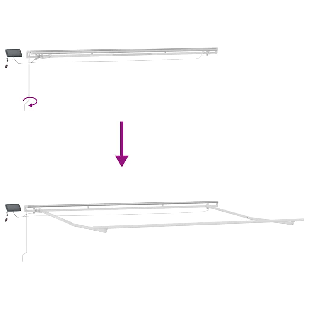 markise med LED-lys 600x300 cm manuel betjening bordeauxfarvet