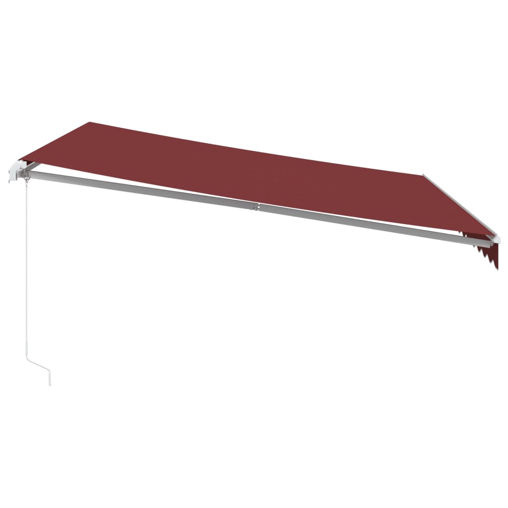 markise med LED-lys 400x350 cm manuel betjening bordeauxfarvet