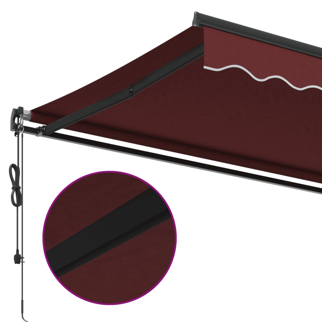 markise 450x350 cm automatisk betjening bordeauxfarvet