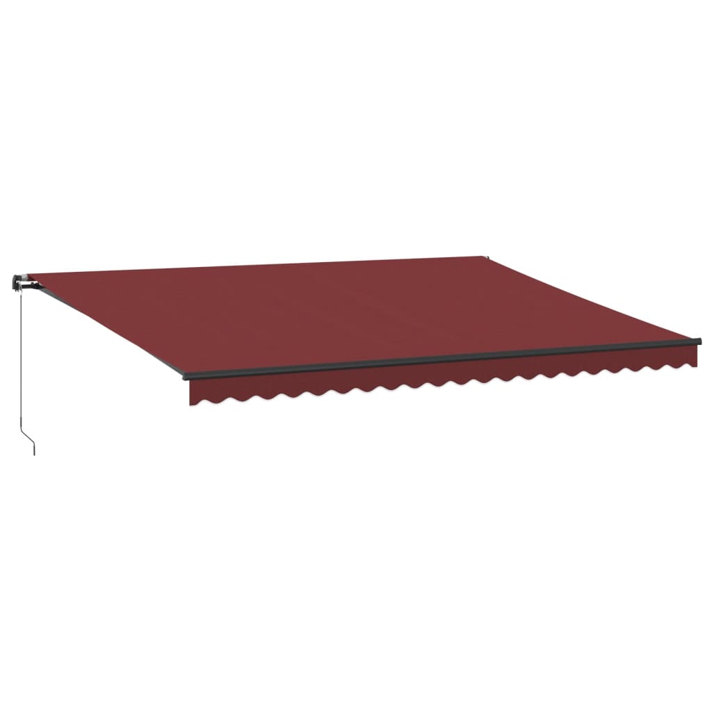 markise med LED-lys 500x350 cm manuel betjening bordeauxfarvet