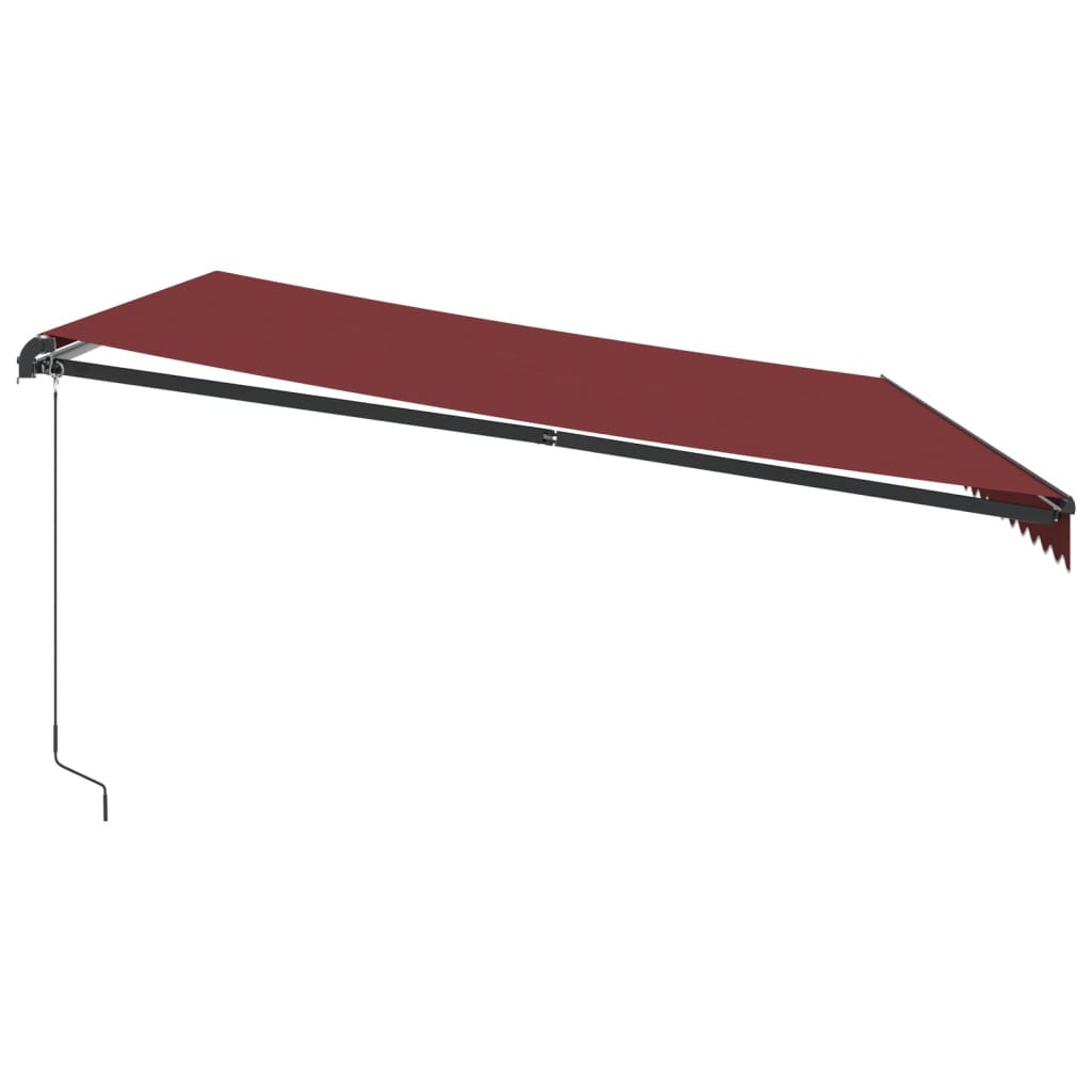 markise med LED-lys 500x350 cm manuel betjening bordeauxfarvet