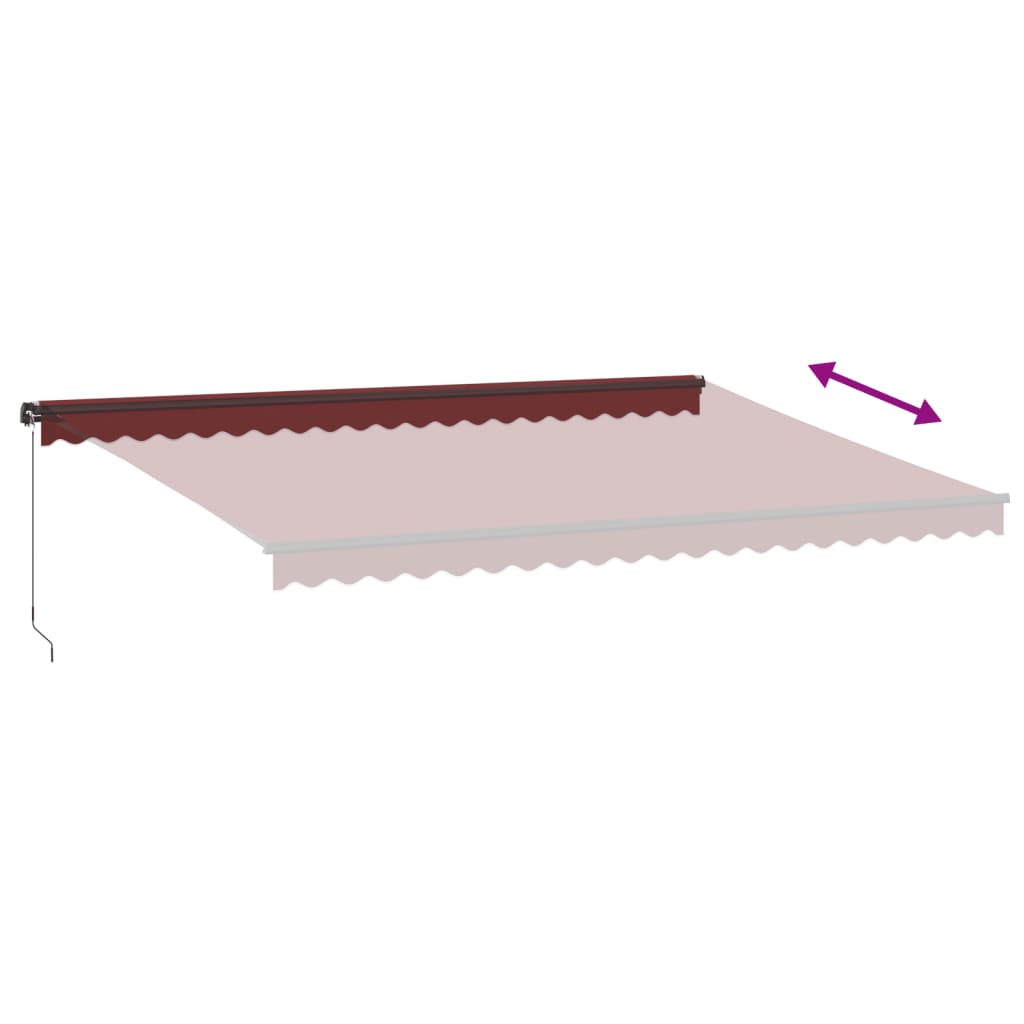 markise med LED-lys 500x350 cm manuel betjening bordeauxfarvet
