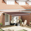 markise med LED-lys 400x300 cm automatisk betjening brun