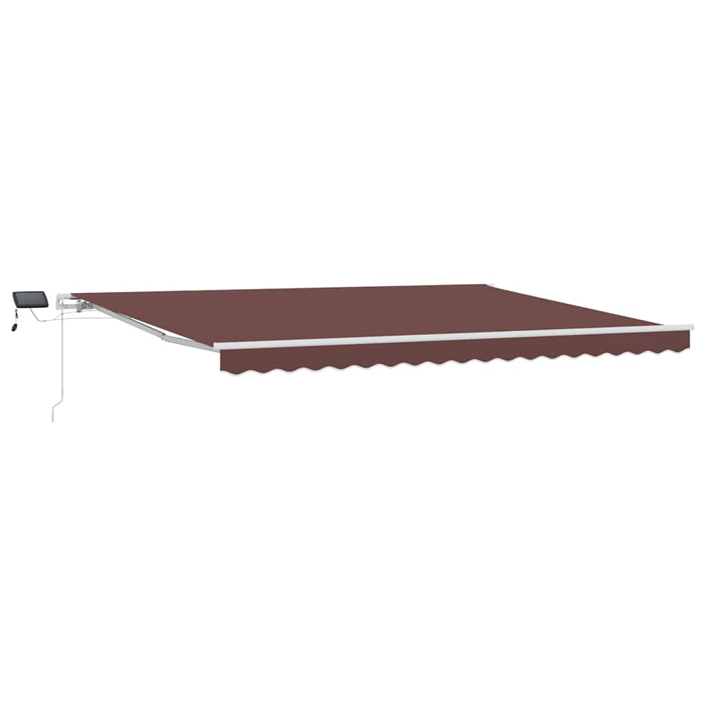 markise med LED-lys 450x300 cm manuel betjening brun