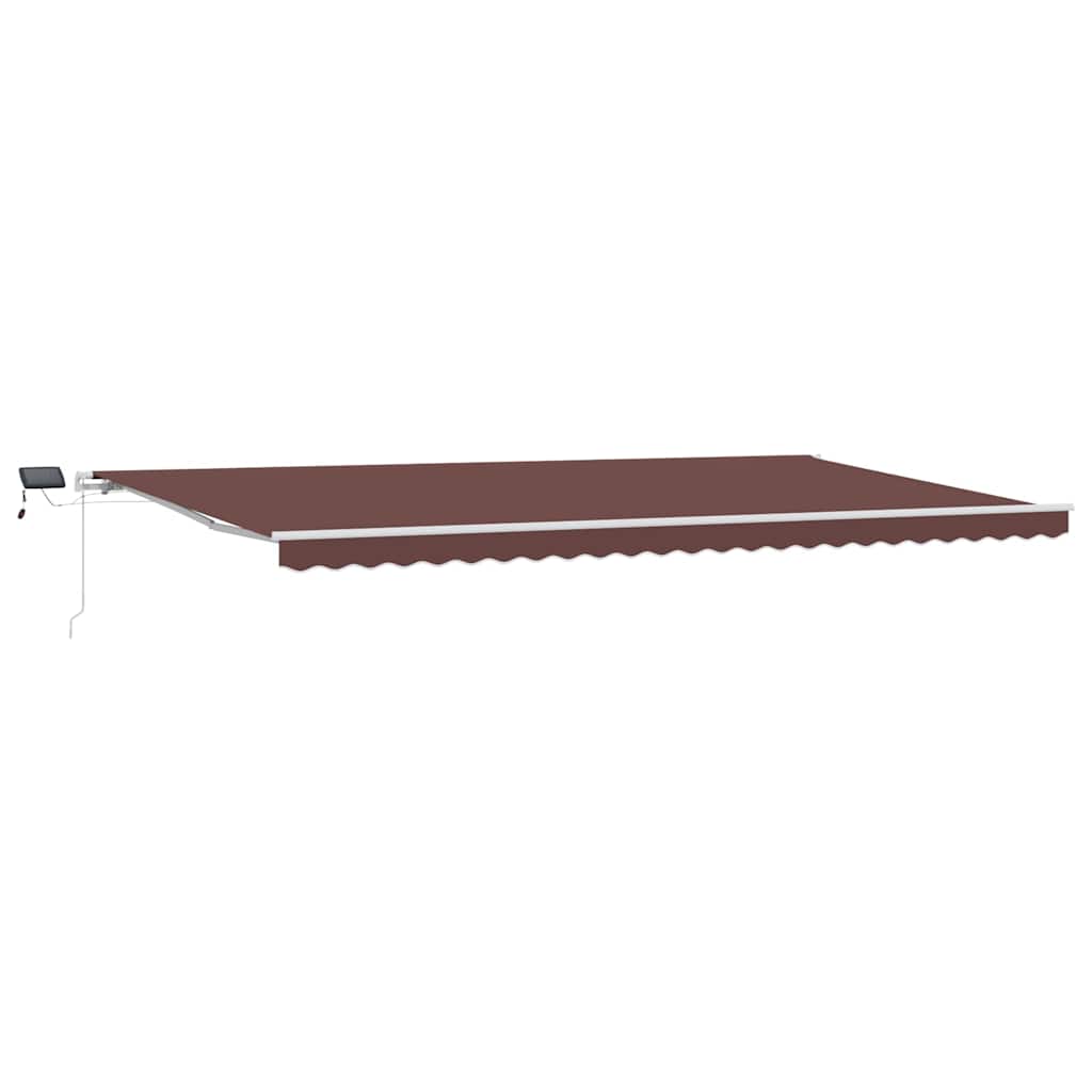 markise med LED-lys 600x300 cm automatisk betjening brun