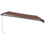 markise med LED-lys 450x350 cm manuel betjening brun