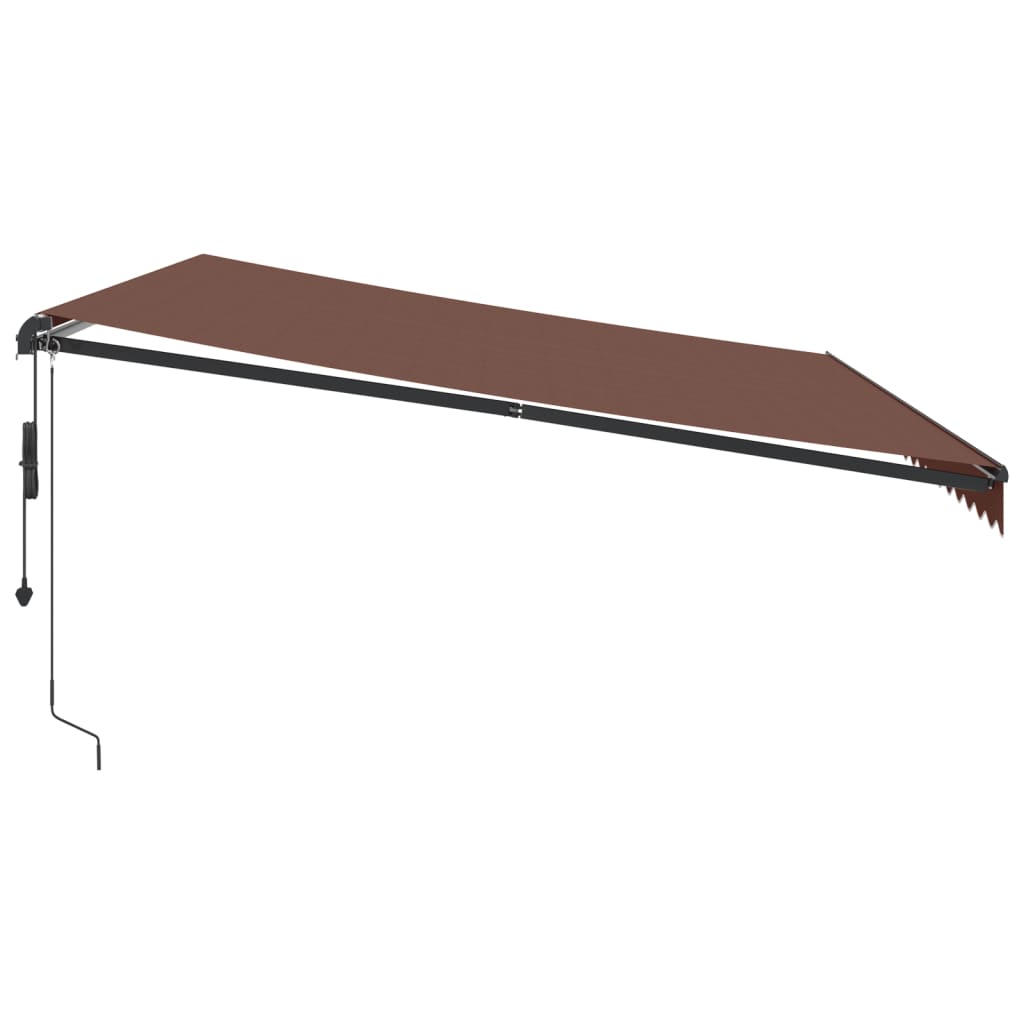 markise med LED-lys 500x350 cm automatisk betjening brun