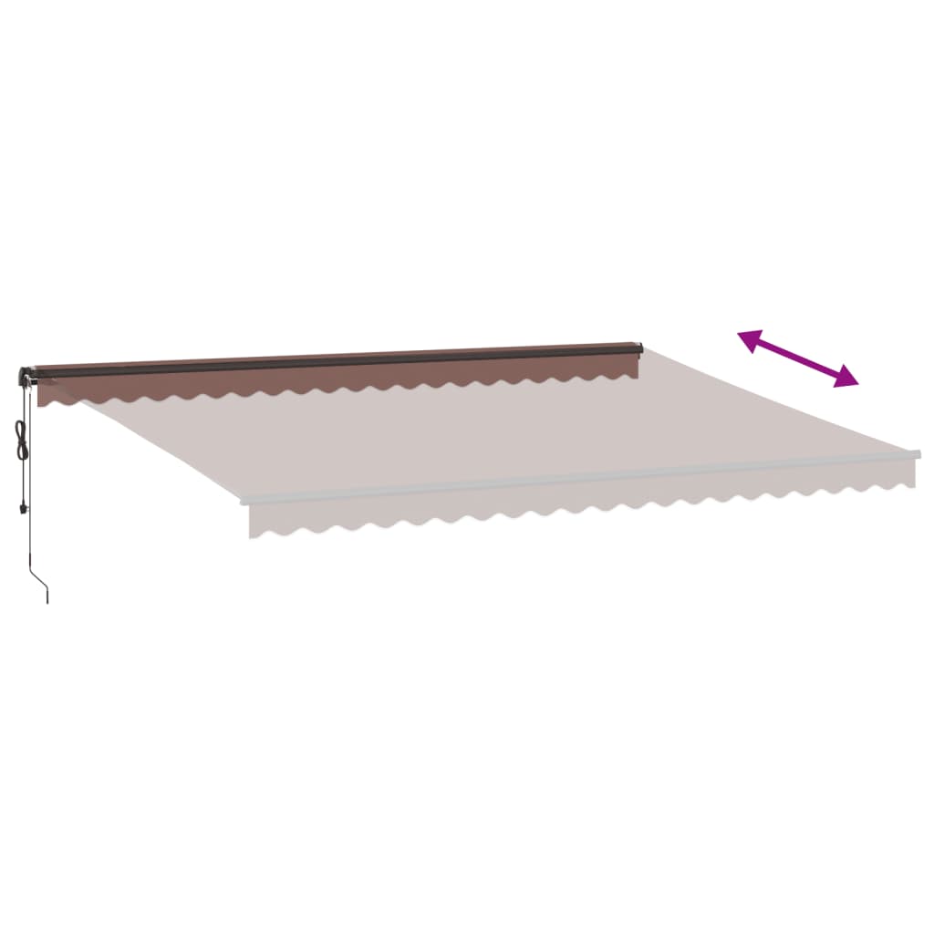 markise med LED-lys 500x350 cm automatisk betjening brun