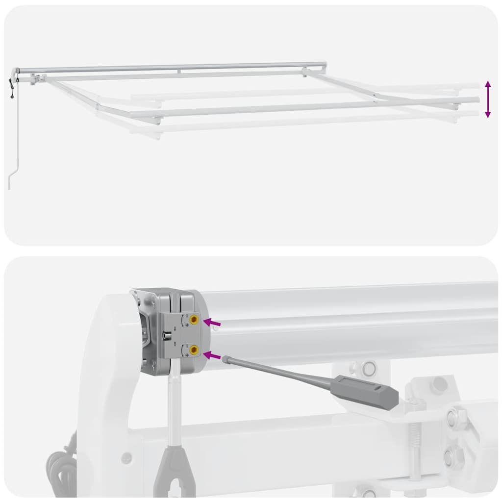 markise 300x250 cm automatisk betjening antracitgrå og hvid