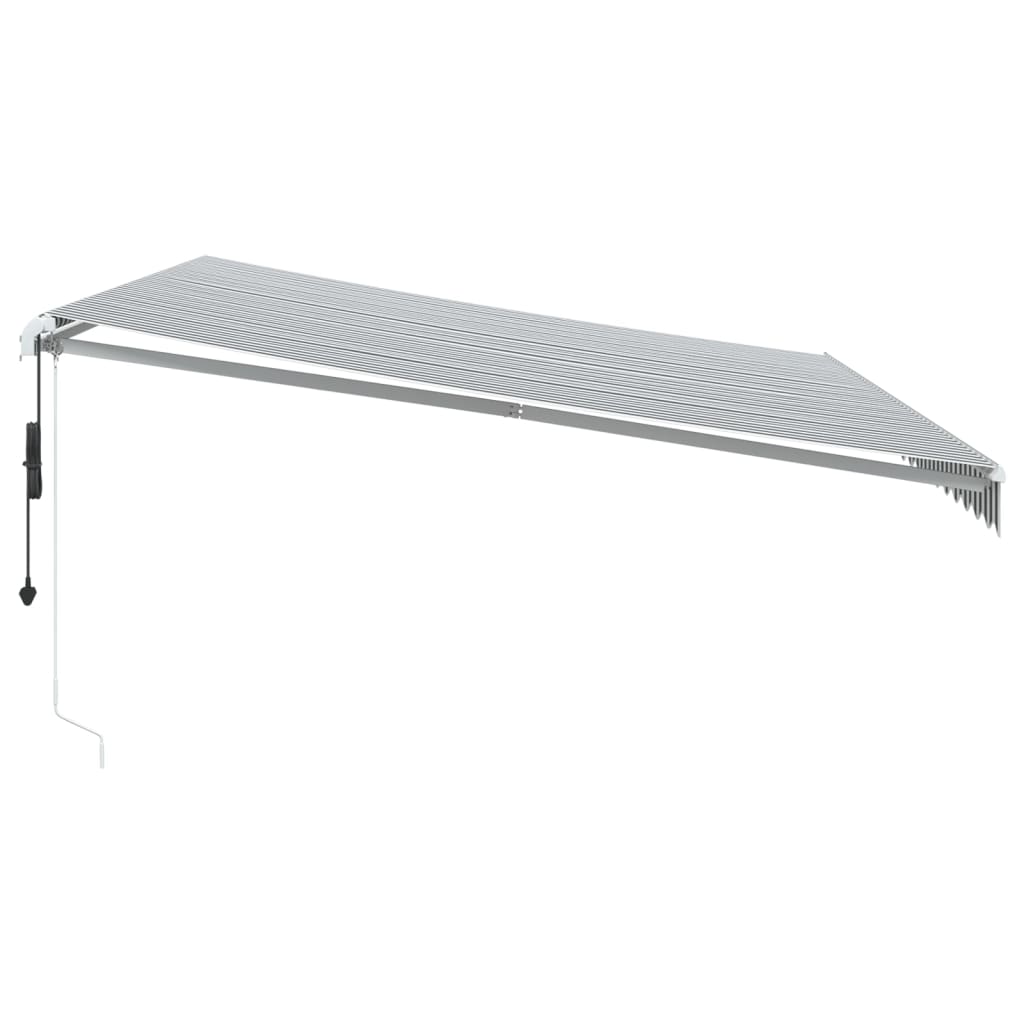 markise m. LED 500x350 cm automatisk betjening antracitgrå hvid