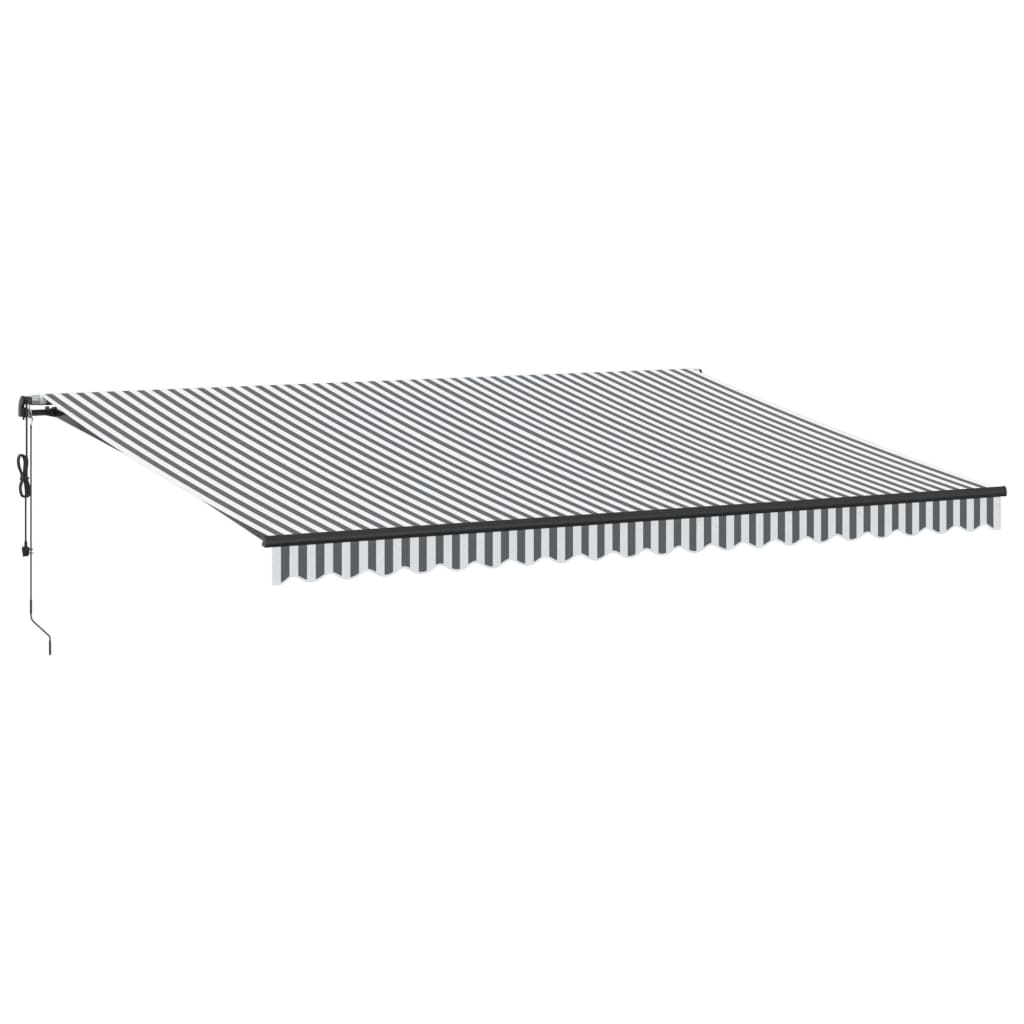markise 500x350 cm automatisk betjening antracitgrå og hvid