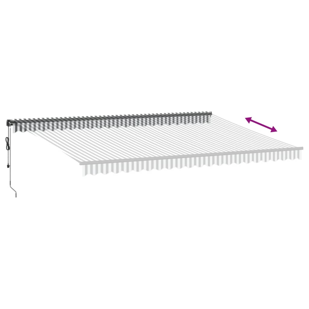 markise m. LED 500x350 cm automatisk betjening antracitgrå hvid