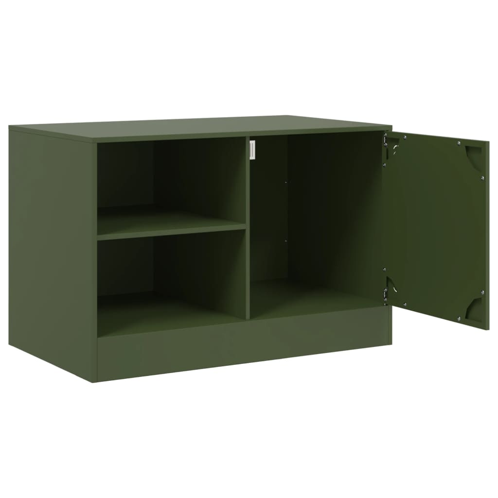 tv-bord 67x39x44 cm stål olivengrøn