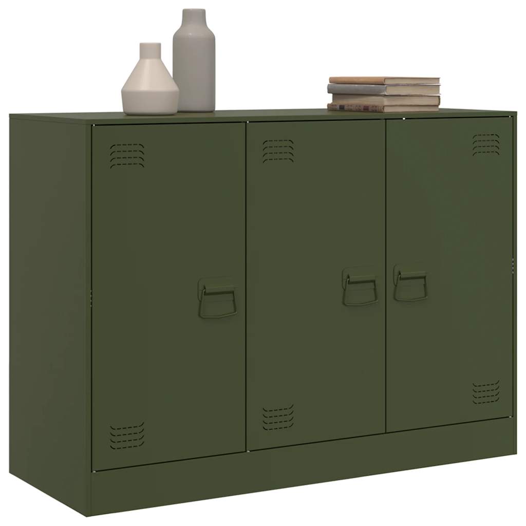 skænk 99x39x73 cm stål olivengrøn