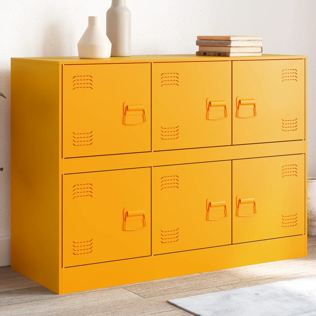 skænk 99x39x73 cm stål sennepsgul