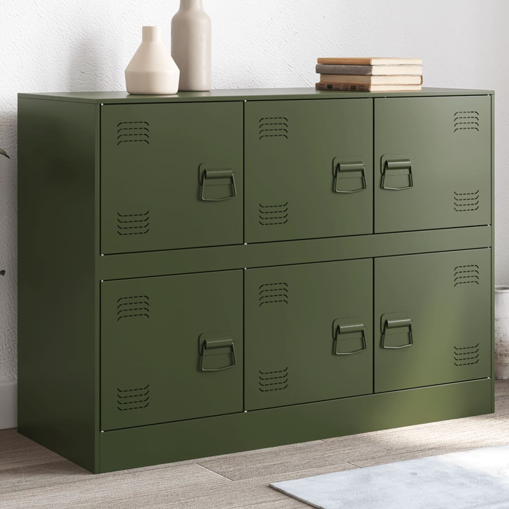 skænk 99x39x73 cm stål olivengrøn