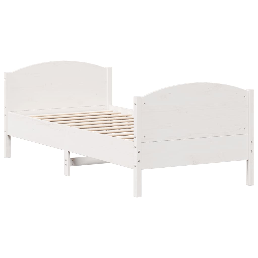 sengeramme uden madras 90x200 cm massivt fyrretræ hvid