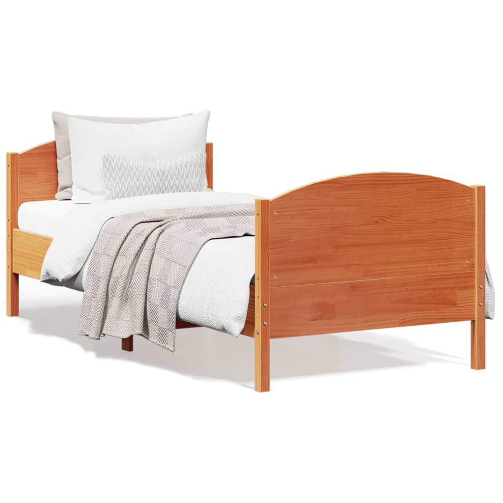 sengeramme uden madras 90x200 cm massivt fyrretræ gyldenbrun