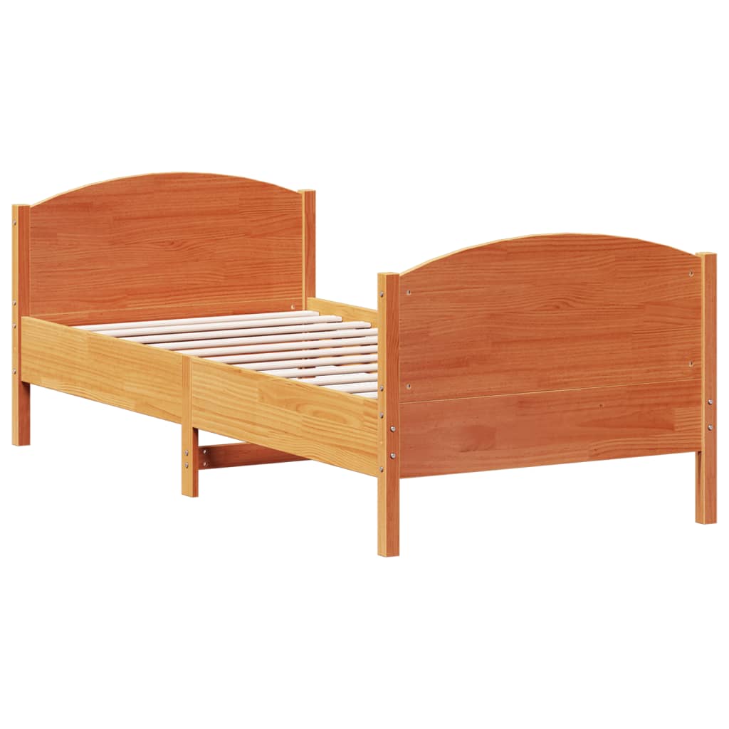 sengeramme uden madras 90x200 cm massivt fyrretræ gyldenbrun