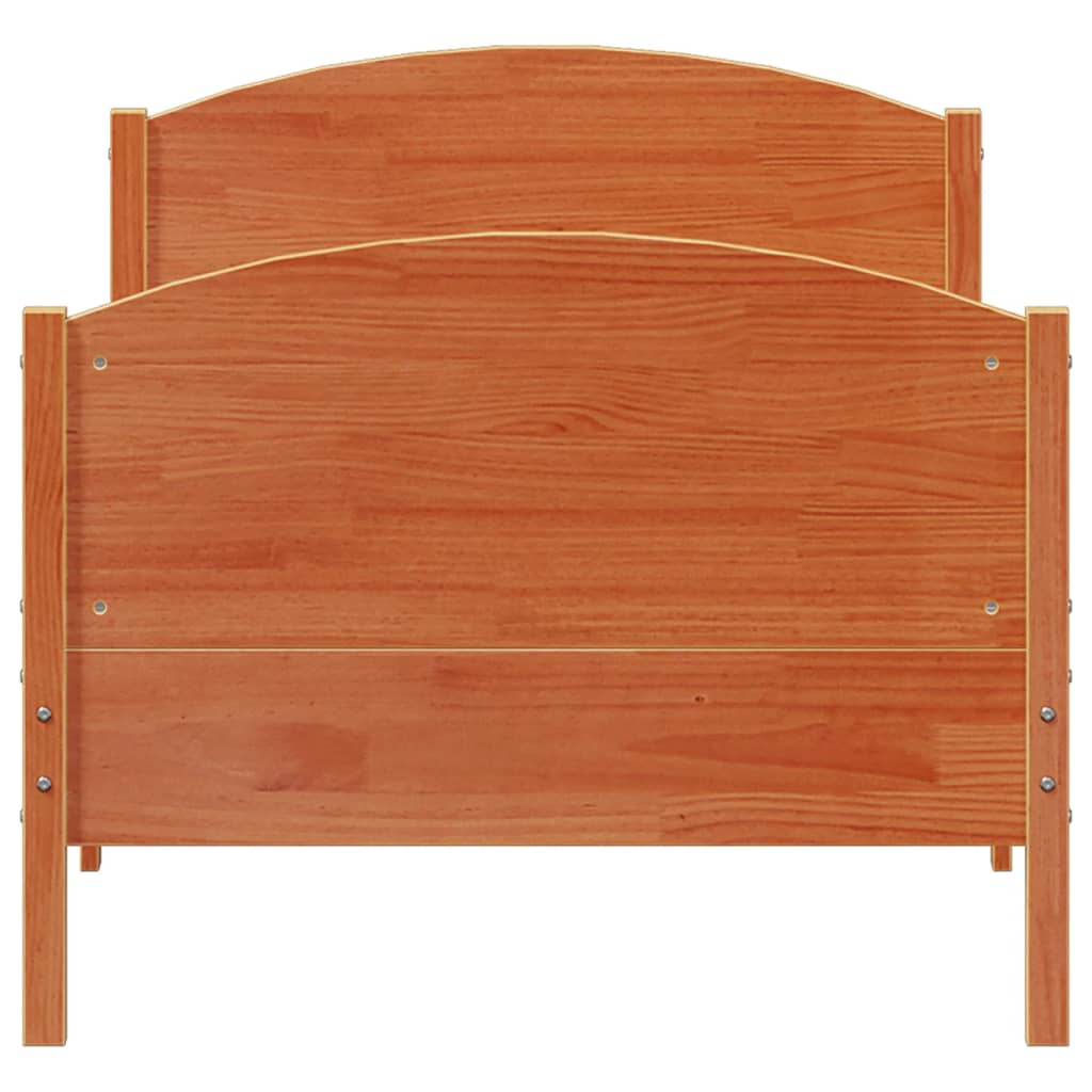 sengeramme uden madras 90x200 cm massivt fyrretræ gyldenbrun
