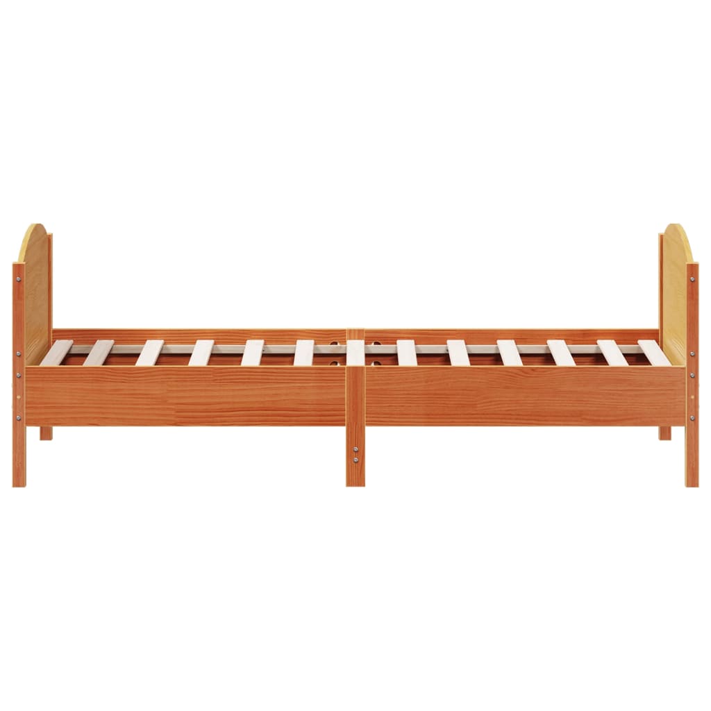 sengeramme uden madras 90x200 cm massivt fyrretræ gyldenbrun