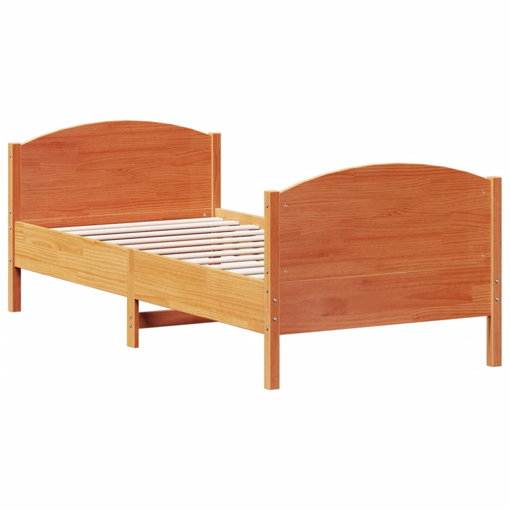 sengeramme uden madras 90x200 cm massivt fyrretræ gyldenbrun
