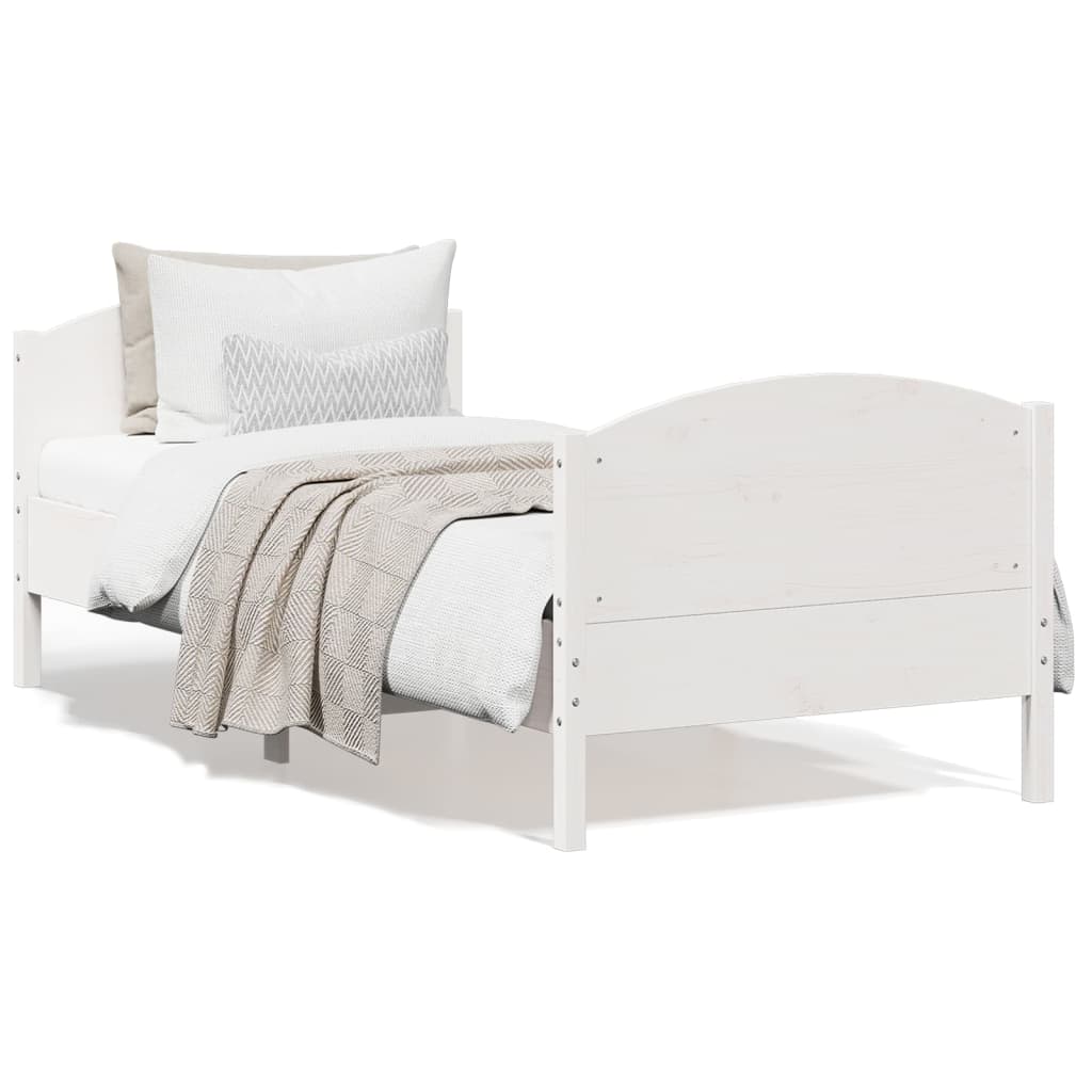 sengeramme uden madras 90x190 cm massivt fyrretræ hvid