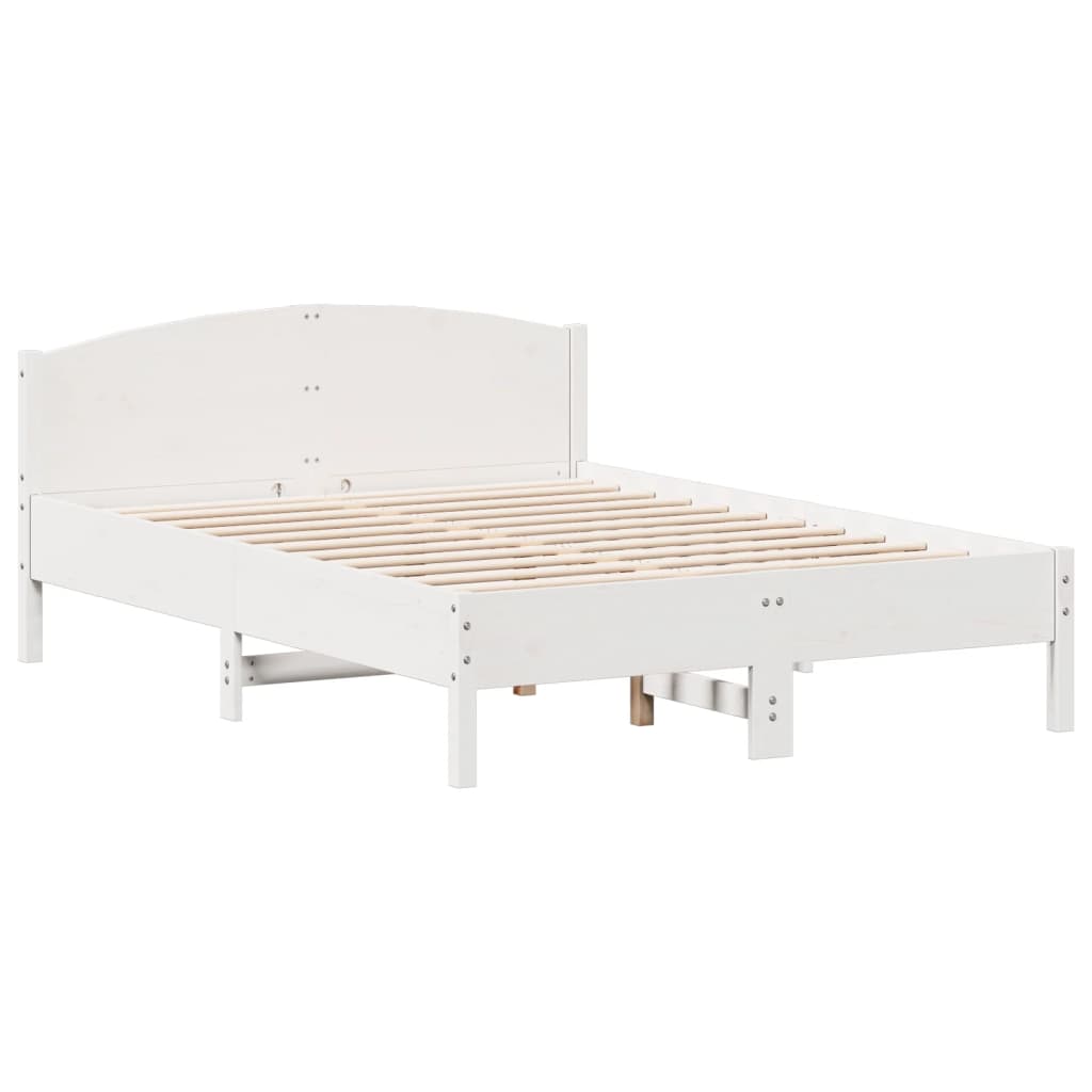 sengeramme uden madras 140x190 cm massivt fyrretræ hvid