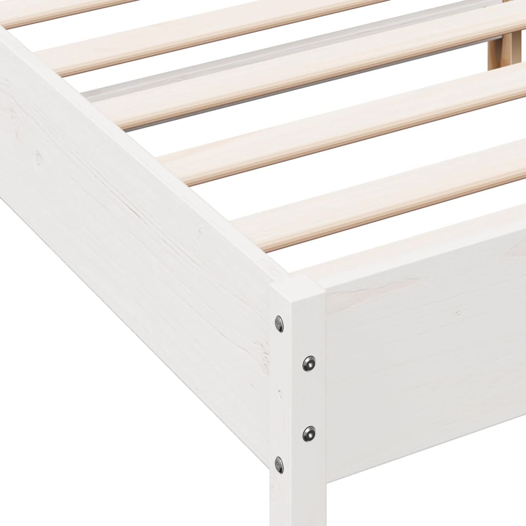 sengeramme uden madras 140x190 cm massivt fyrretræ hvid