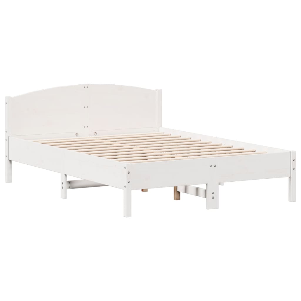 sengeramme uden madras 135x190 cm massivt fyrretræ hvid