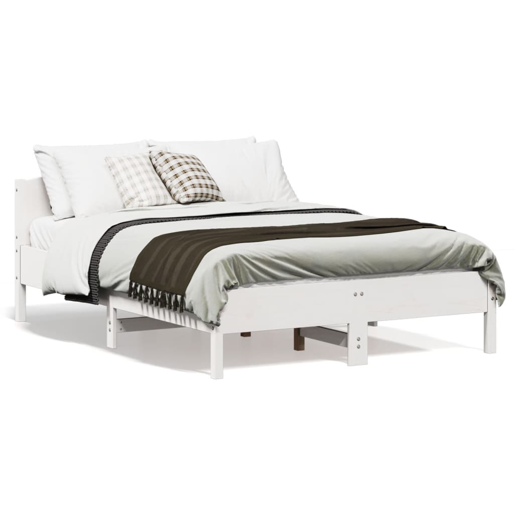 sengeramme uden madras 135x190 cm massivt fyrretræ hvid
