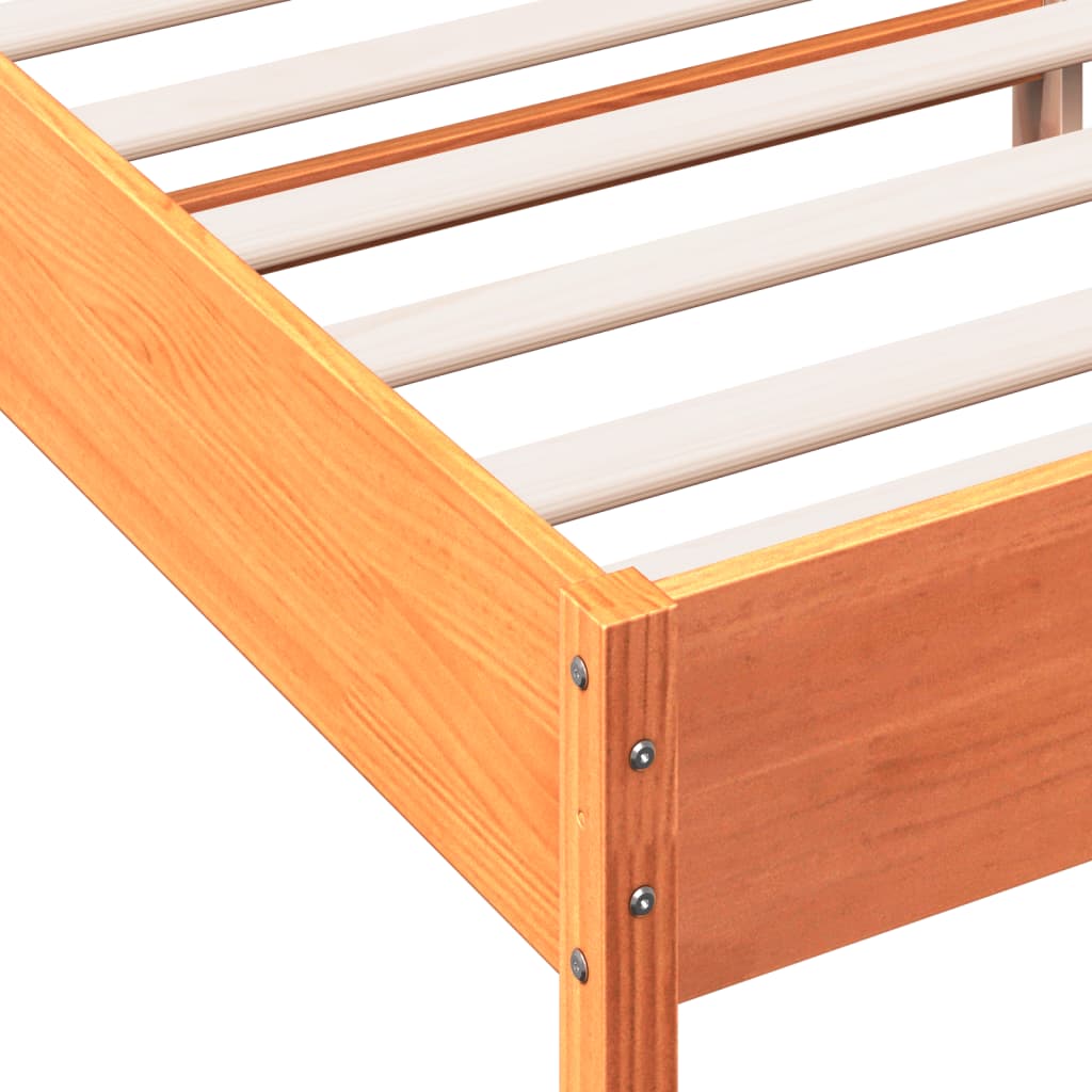 sengeramme uden madras 135x190 cm massivt fyrretræ brun