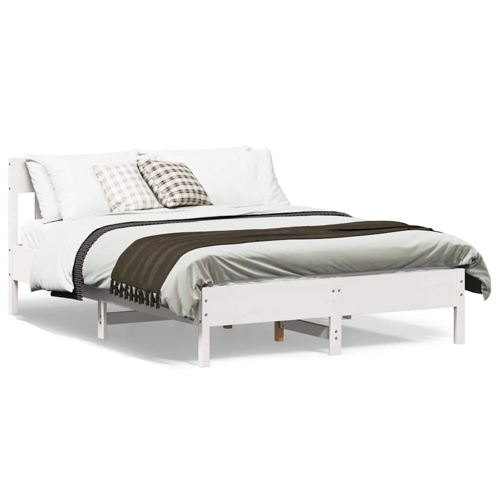 sengeramme uden madras 120x200 cm massivt fyrretræ hvid