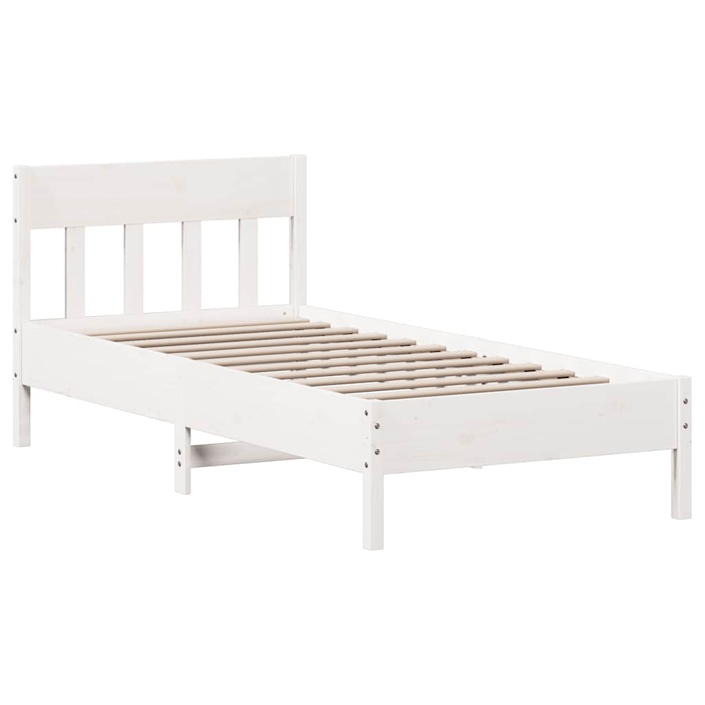 sengeramme uden madras 100x200 cm massivt fyrretræ hvid
