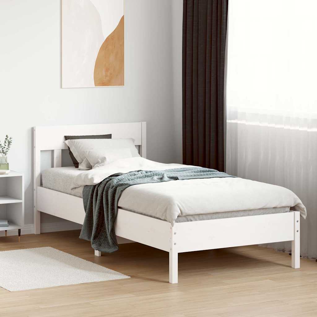 sengeramme uden madras 100x200 cm massivt fyrretræ hvid