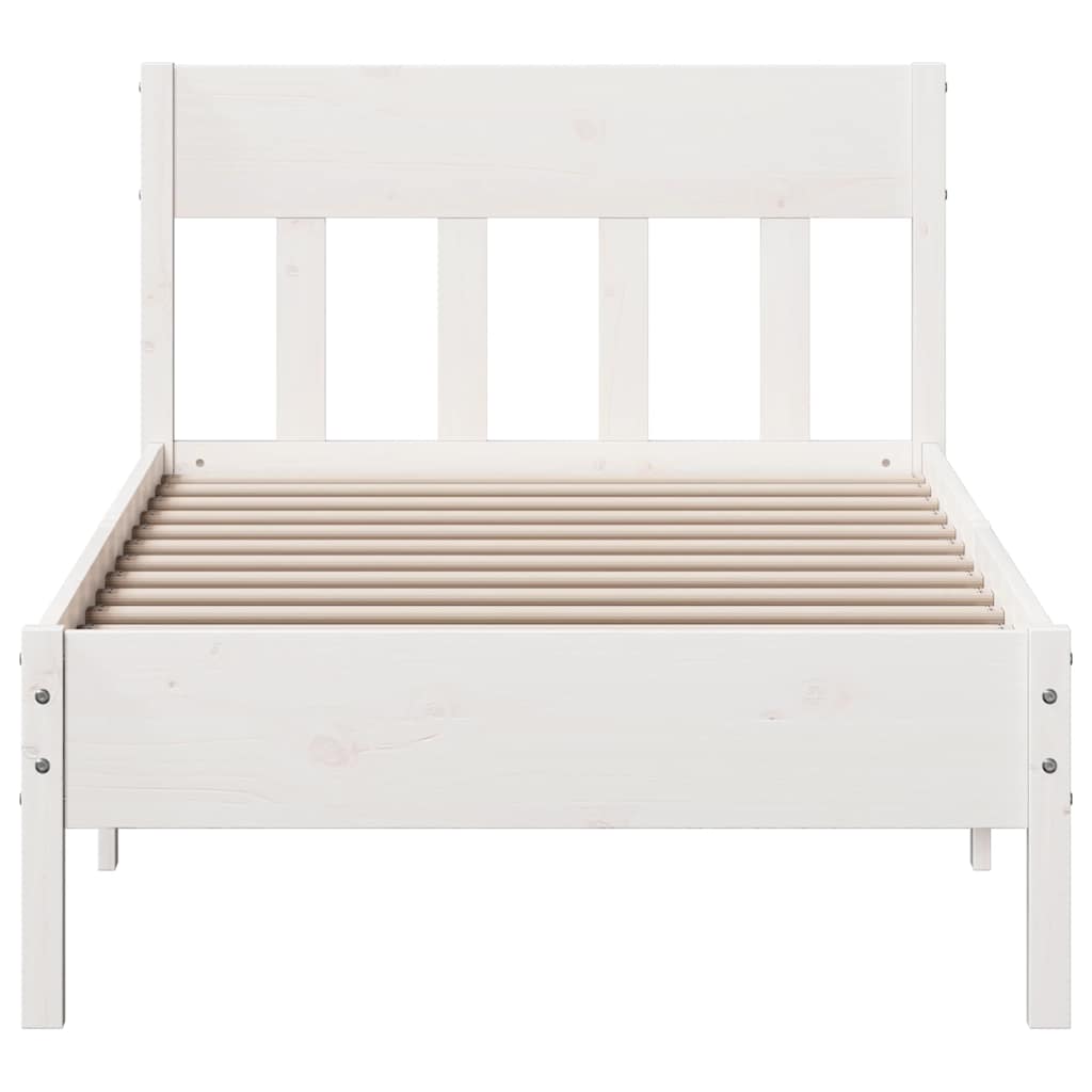 sengeramme uden madras 100x200 cm massivt fyrretræ hvid