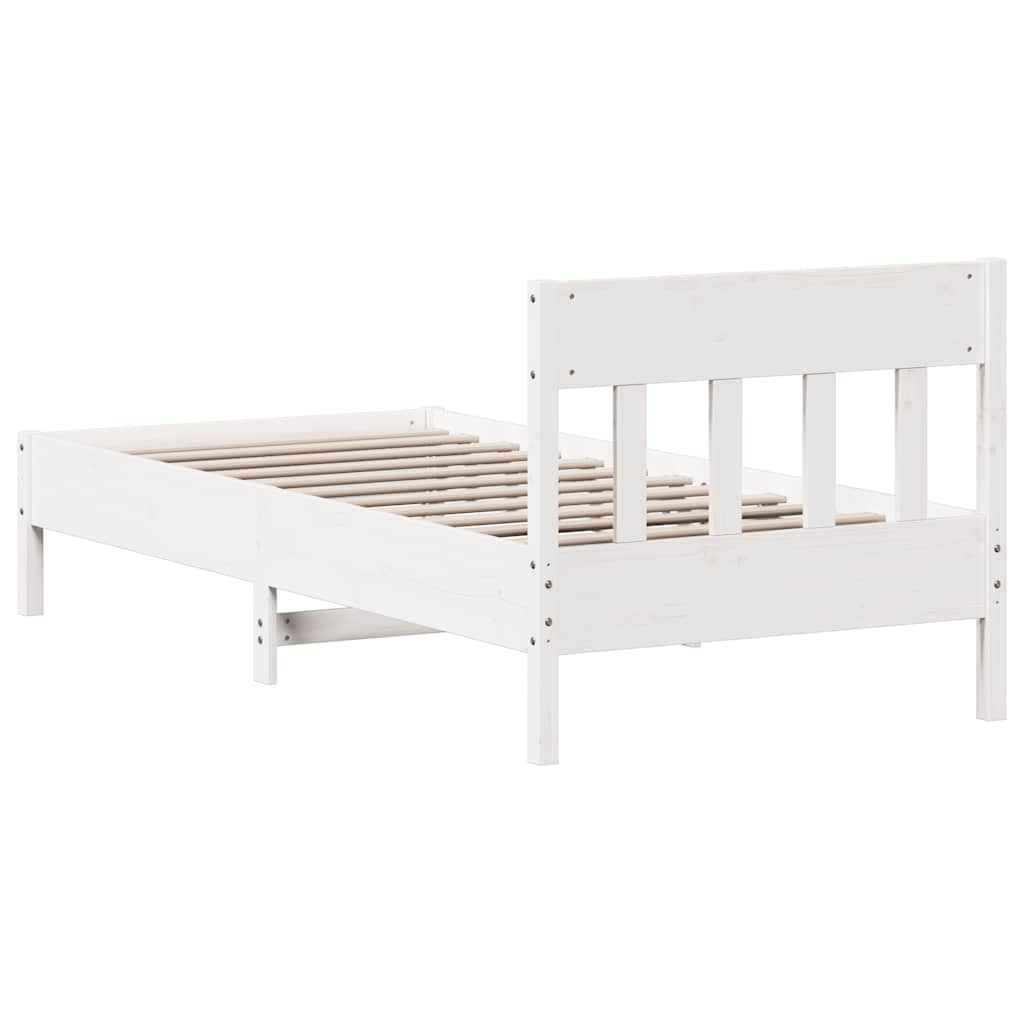 sengeramme uden madras 100x200 cm massivt fyrretræ hvid