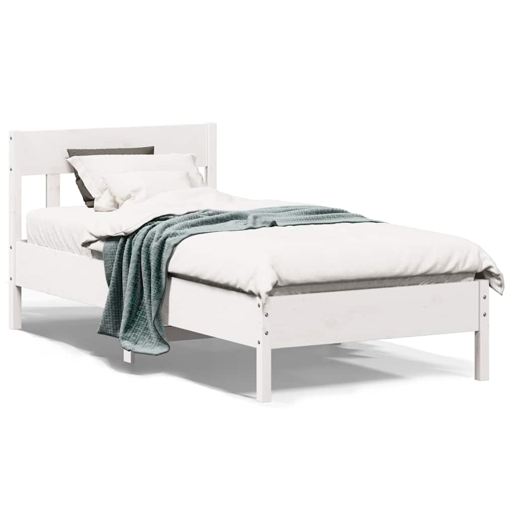 sengeramme uden madras 100x200 cm massivt fyrretræ hvid